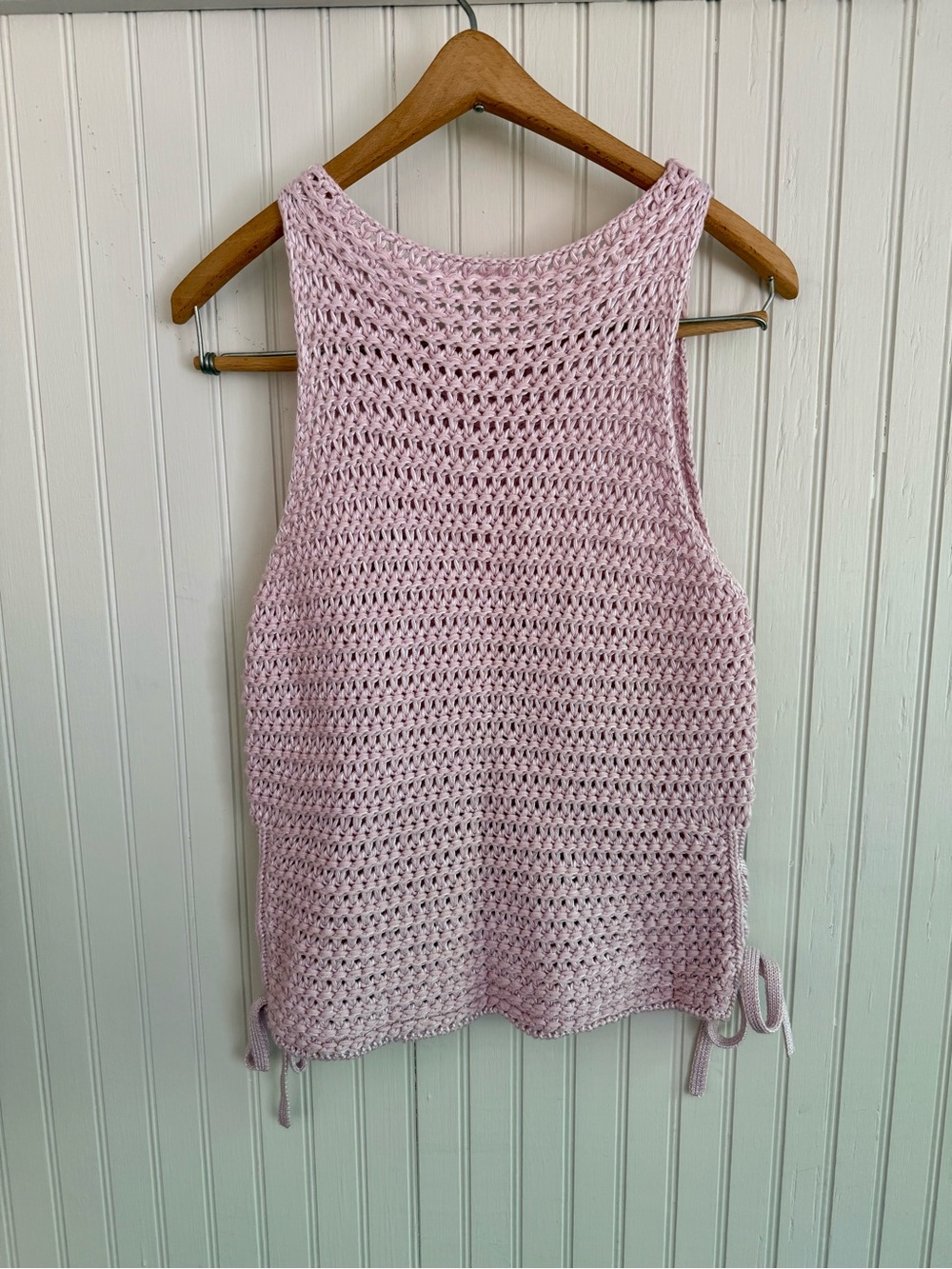 GAP Pink Crochet Tank Top Size XS Lace-up sides - Picture 5 of 5